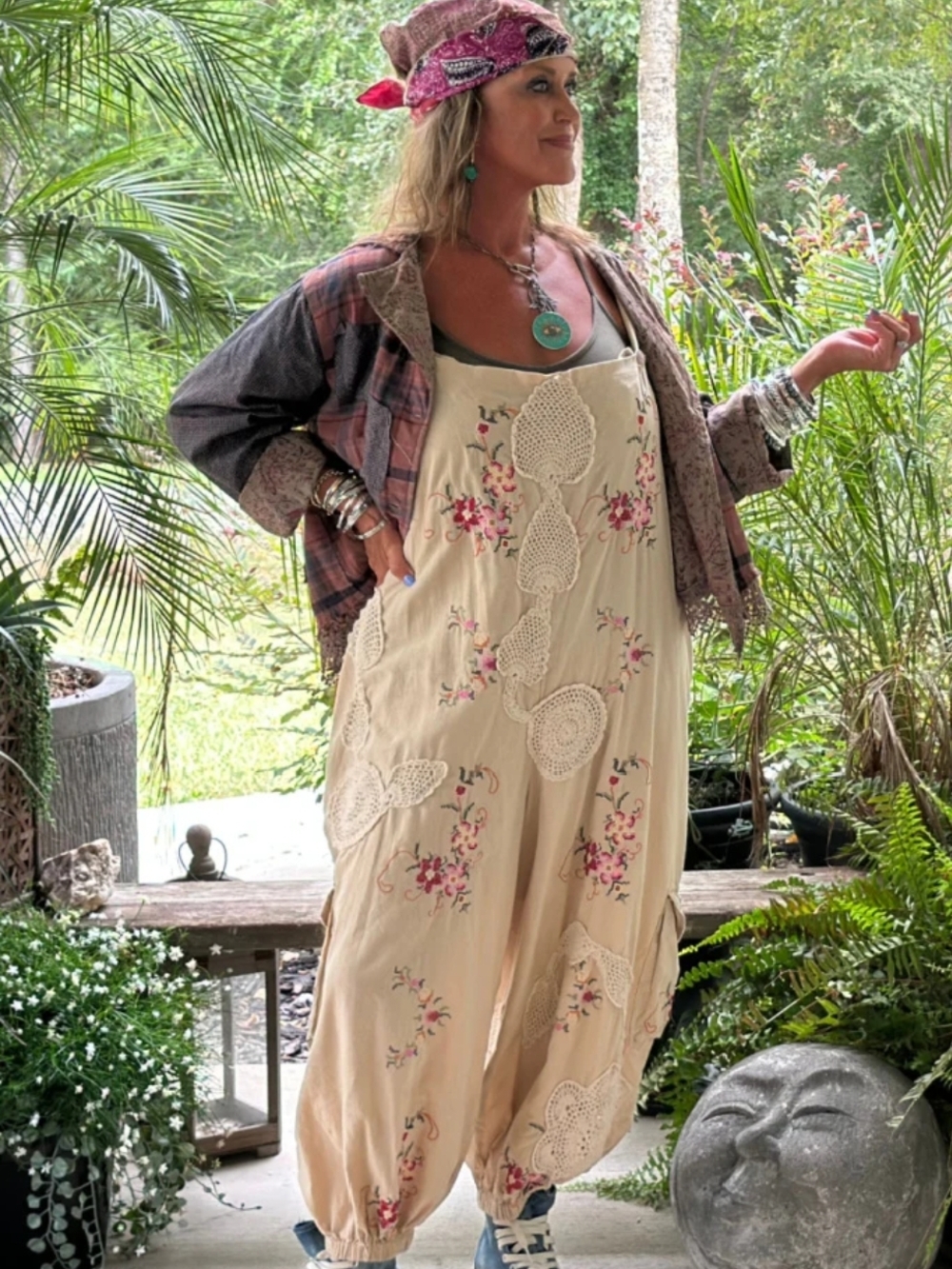 ❣️1 LEFT❣️NEW Jaded Gypsy Trellis Views Overalls - Picture 2 of 7